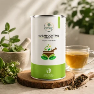 Sugar Control Herbal Tea by Timely Tea made with Gymnema, Fenugreek, Cinnamon and Tulsi for daily wellness
